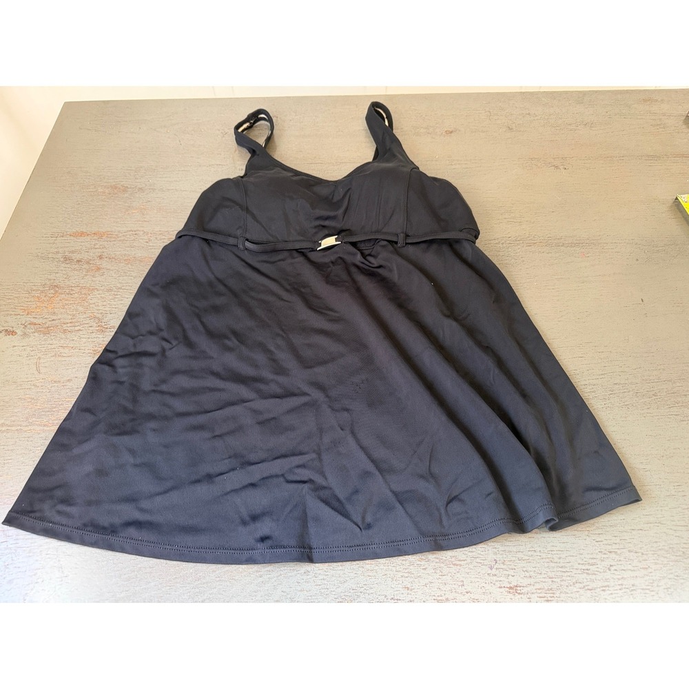 Motherhood Maternity Black Tankini Swim Top Buckle Detail Size Large
